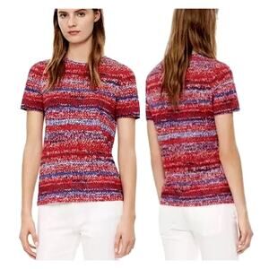 Tory Burch Women's Red/Blue Connie Jersey 100% Pima Cotton Pullover Tee Size XL